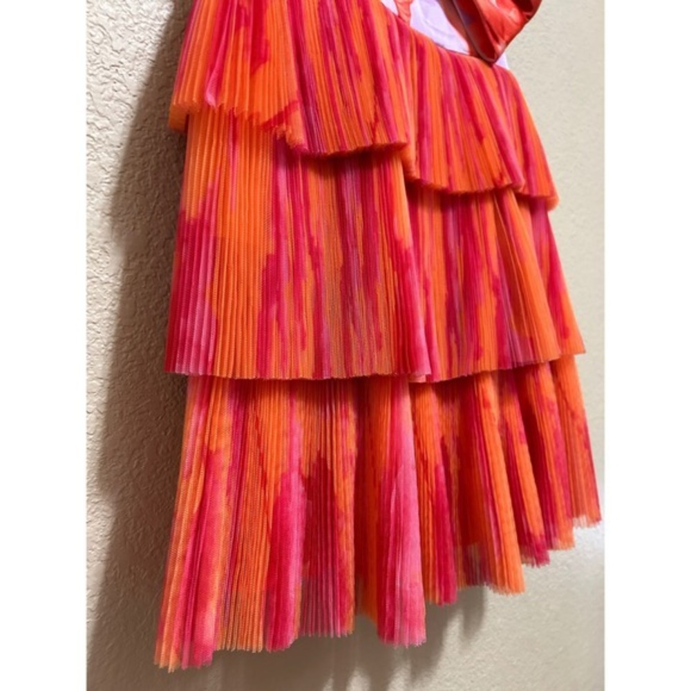 Anthropologie Hutch 6 Tier Tulle Mini Dress Orange Floral Bow Party Cocktail - Picture 9 of 12